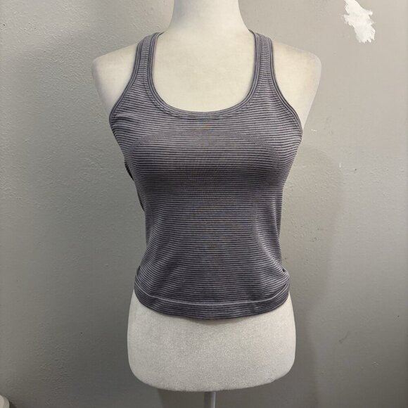 Lululemon Swiftly Tech Striped Gray Racerback T Shirt Size 4 - Picture 1 of 9